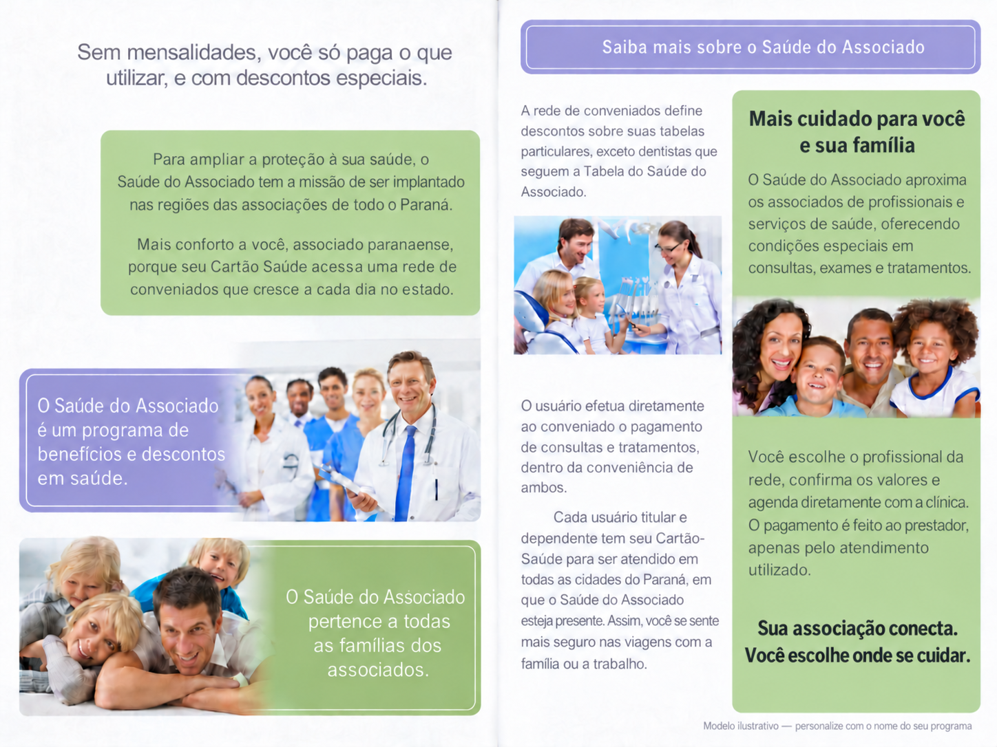 Flyer Saúde do Associado: páginas internas com orientações ao associado